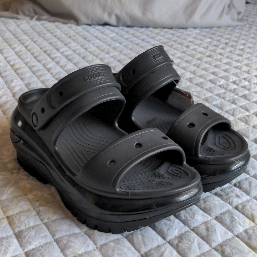 Black Platform Slide Sandals